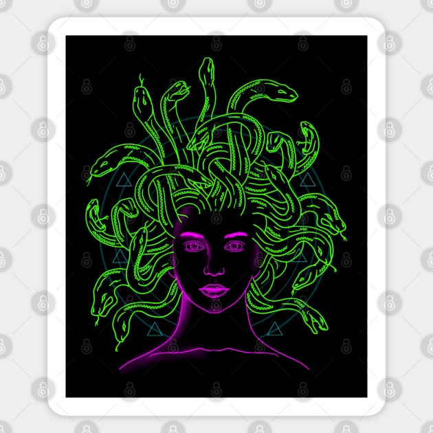 Medusa Snake Head Woman Sticker by FerMinem